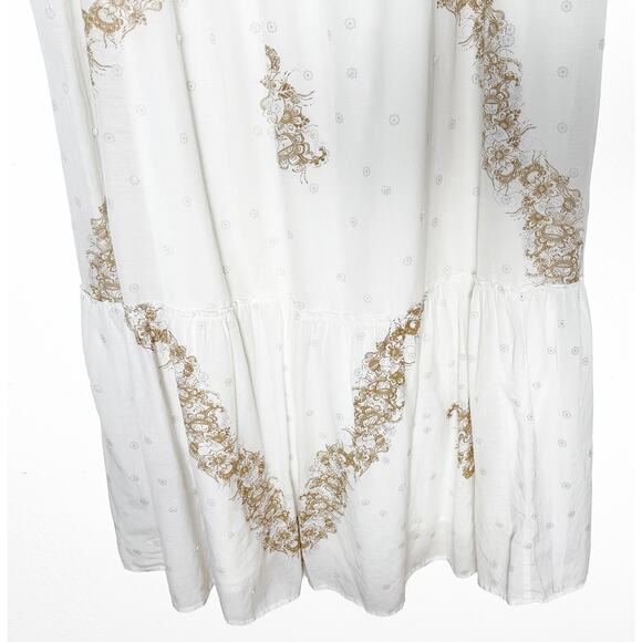 Sundance Women's Sleeveless Midi White Dress Floral Print Pearl Embellishments - Picture 6 of 9